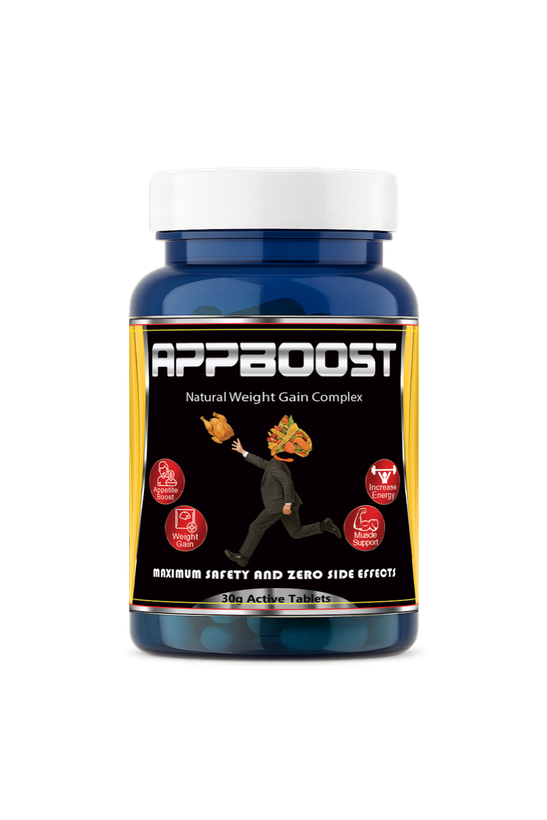 جعبه قرص آپبست AppBoost، مکمل ۱۰۰٪ طبیعی برای افزایش اشتها و افزایش وزن سالم؛ حاوی ویتامینها و مینرالهای کلیدی